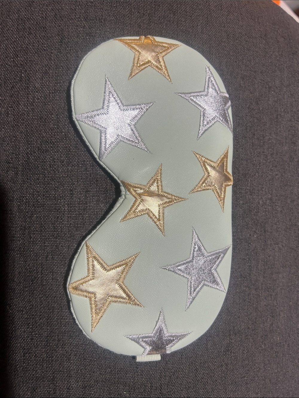 Free People Mint Sleep Mask with Gold and Silver Stars